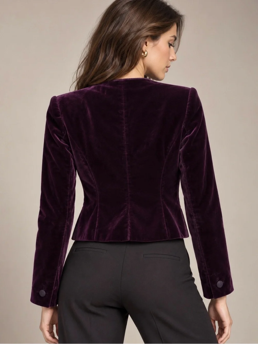 Christian Dior Plum Velvet Jacket Size 10 Asymmetrical Button Vintage